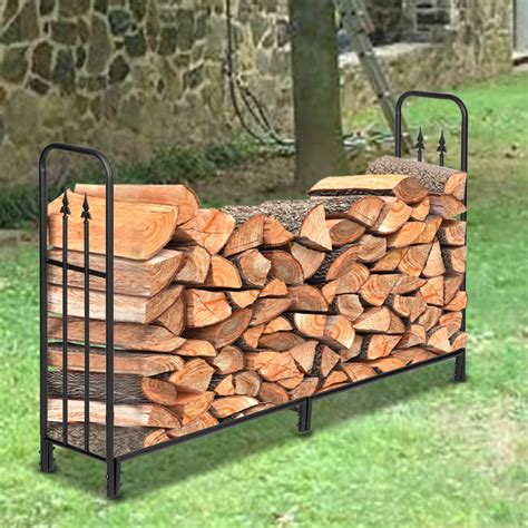 outdoor metal firewood rack